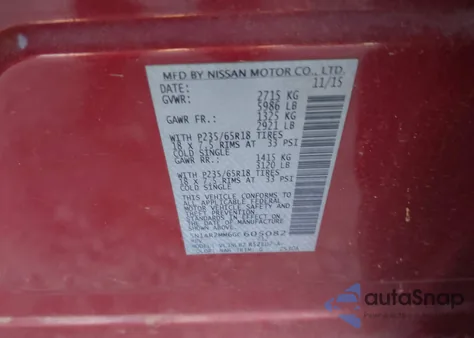 2016 Nissan Pathfinder Platinum/S/Sl/Sv z USA, uszkodzony, nr VIN 5N1AR2MM6GC605082